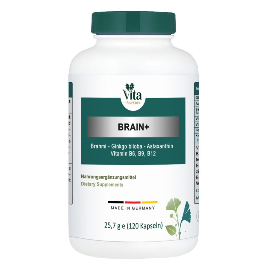 Brain plus capsules bottle with vita Bayern brand