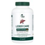A 120-capsule bottle of Vita Elixia Leber Care, made in Germany with a carefully selected combination of herbal extracts, antioxidants, and vitamins to support normal liver function