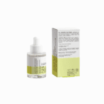 The back of the Vita Elixia Bioactive Prebiotics Jelly Serum bottle and packaging, displaying the full ingredient list, ECOCERT certification, and vegan labeling