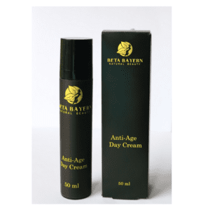Vita Elixia Anti-Age Day Cream in a sleek black 50ml pump bottle and matching gold-embossed box.