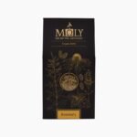 Black Moly Organic Herbs Rosemary packaging featuring gold botanical line art and a circular window showing dried rosemary needles